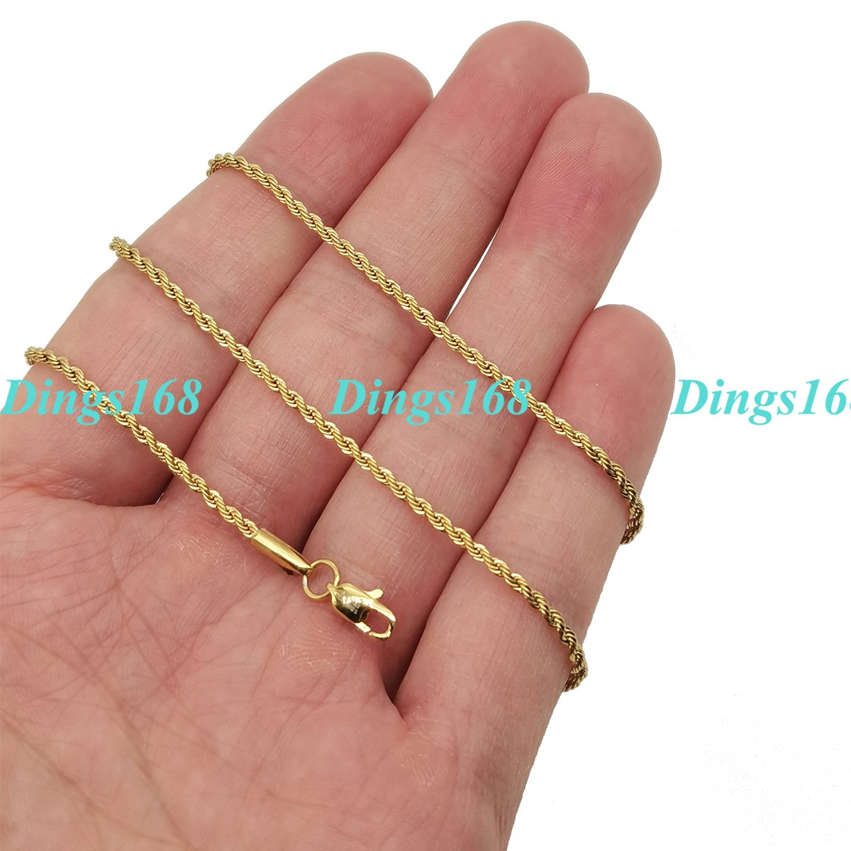 Men & Women’s 18K Yellow Gold Filled 26inch 1.7mm wide Round Rope Chain Necklace