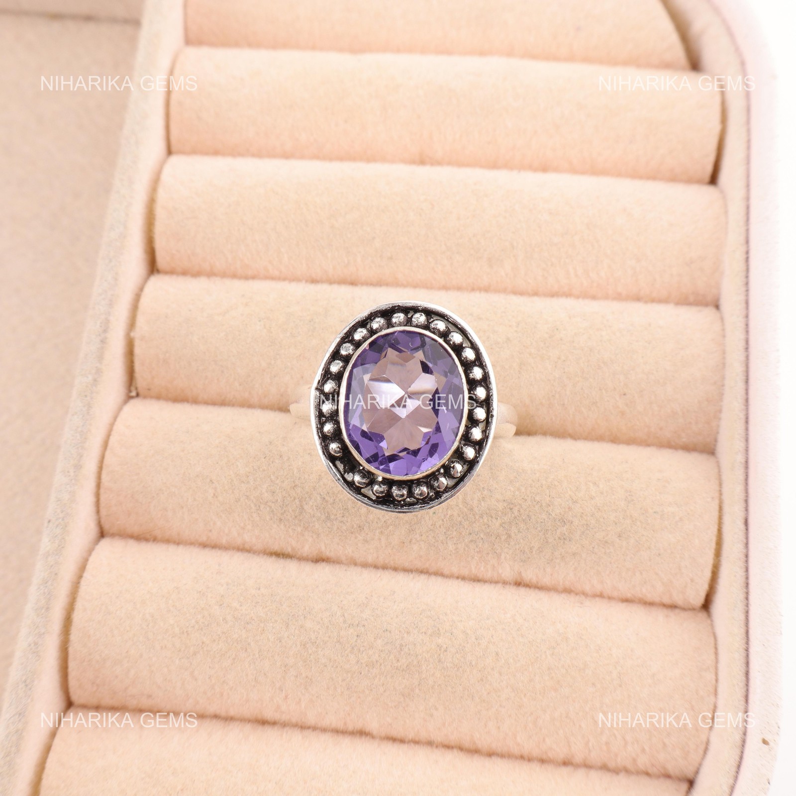 Oval Natural Iolite Anniversary Promise Solitaire Wife Ring Jewelry 925 Silver