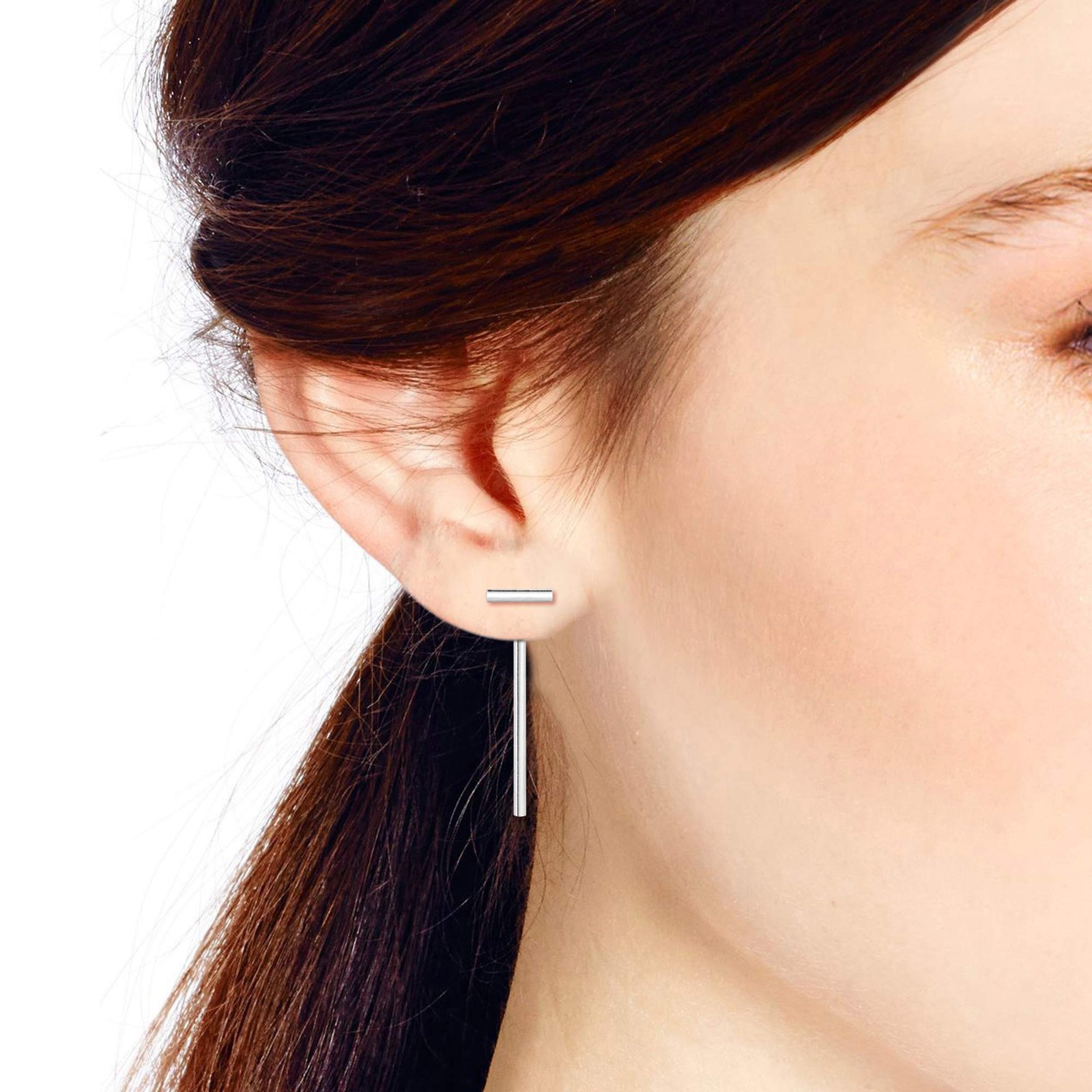 Convertible 2 in 1 Bar Sticks Front Back .925 Sterling Silver Post Dangle Earrin