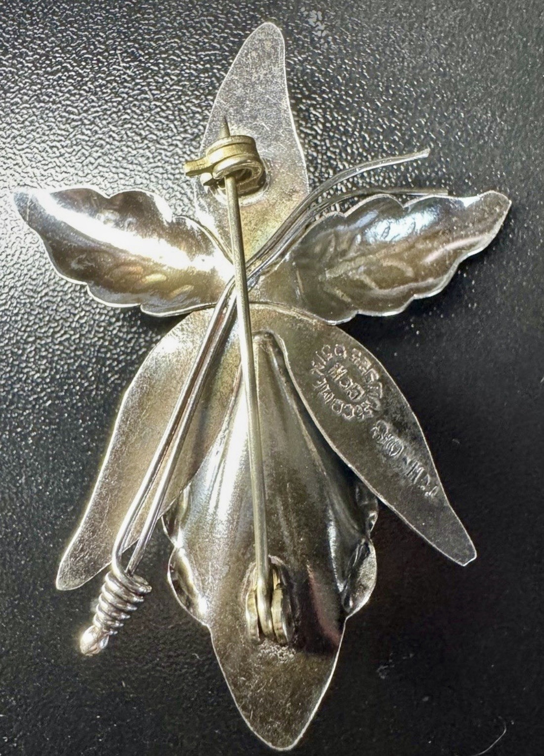Taxco Mexico Signed Sterling Silver 925 Orchid Flower Brooch Pin 6.5g