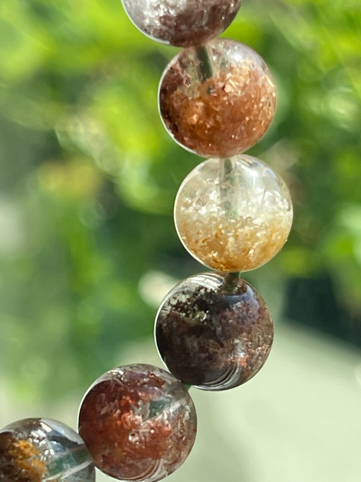Flower Garden Quartz Bead Bracelet Top Quality Lodolite Crystal Gemstone