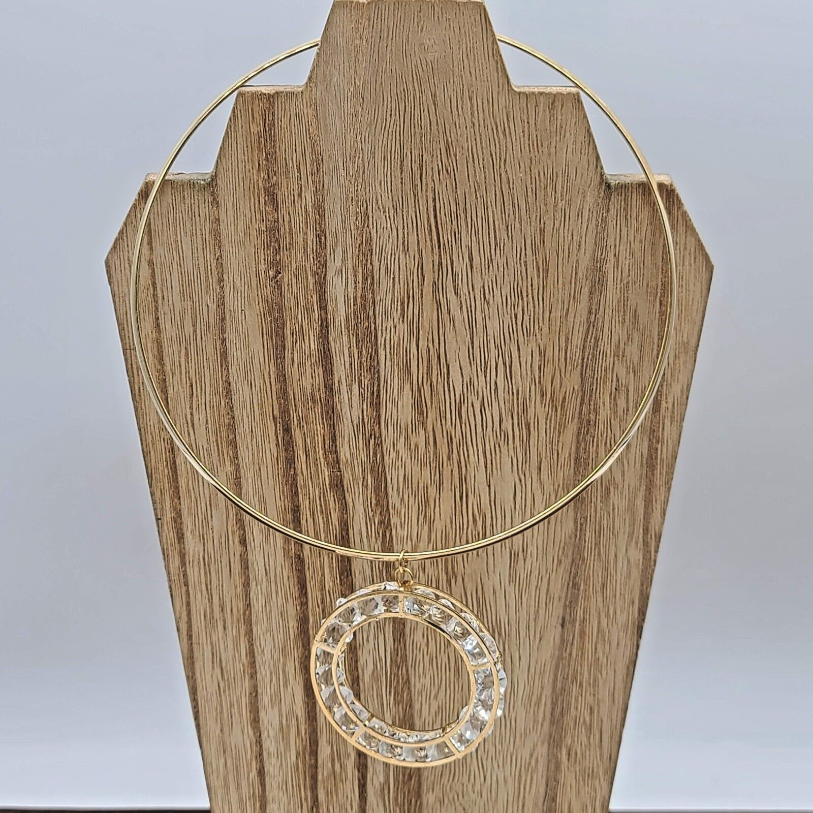 7 Charming Sisters “Love & Light” Crystal Halo & Gold Rigid Choker Necklace