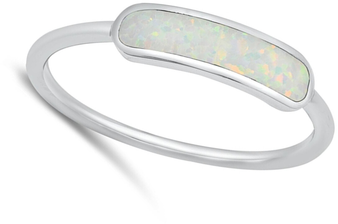 White Lab Opal Wholesale Bar Ring New .925 Sterling Silver Band Sizes 4-10