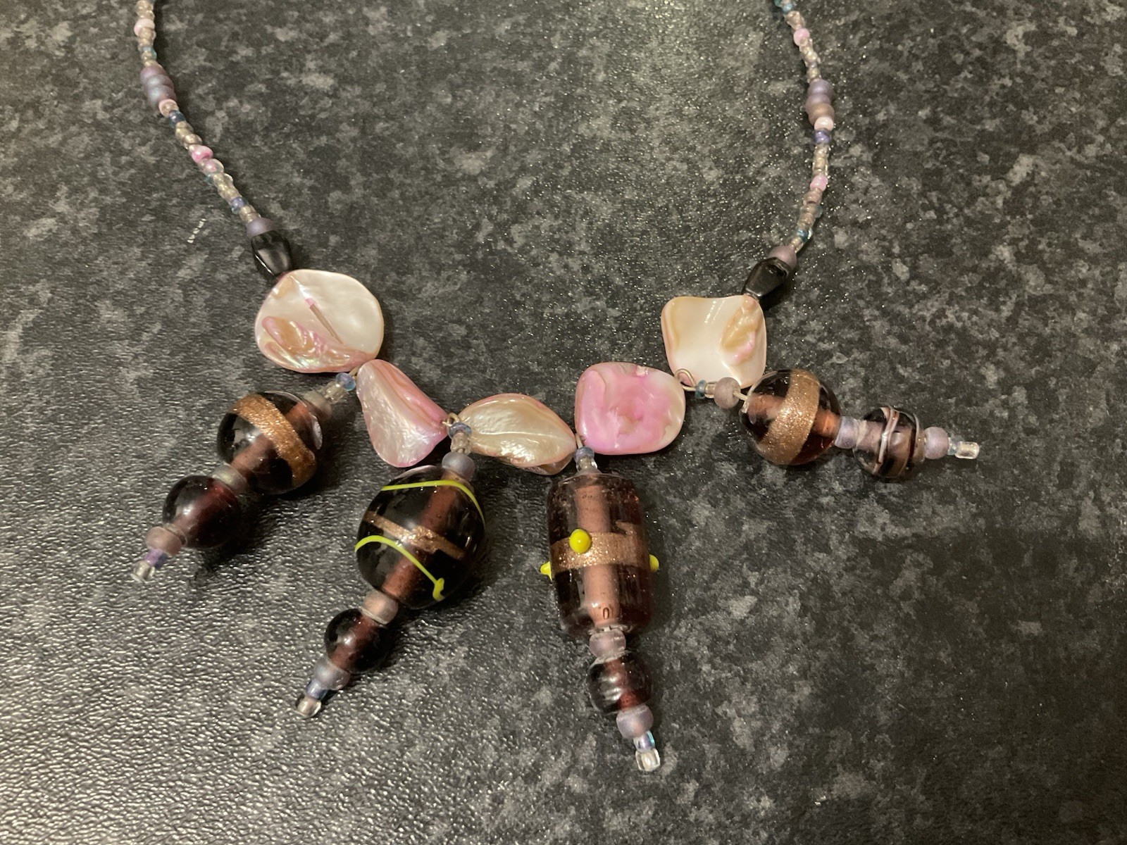 Handmade, Seed, Shell, Glass Beads, 36cm Necklace Choker Hippie Beach Festival
