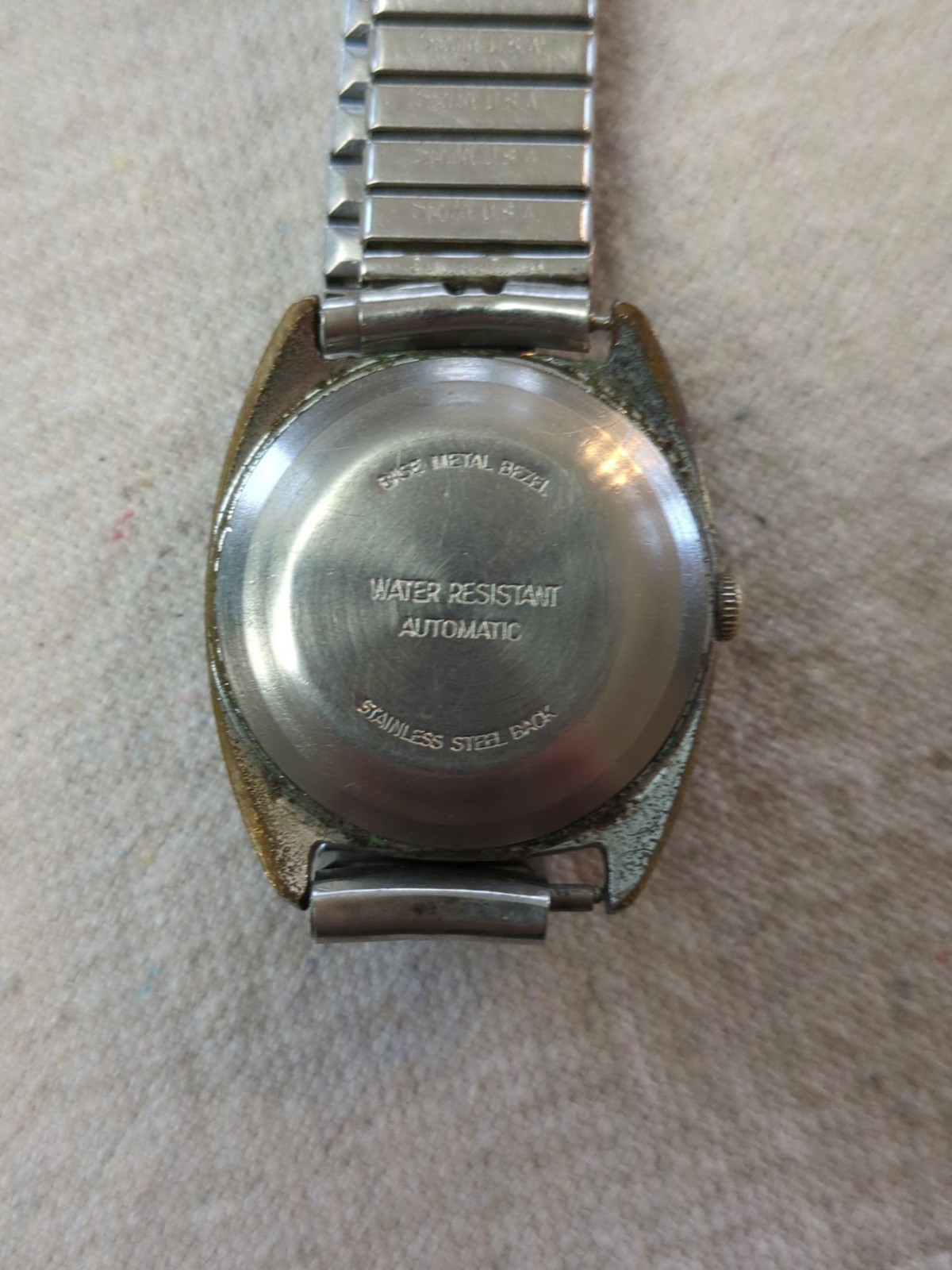 Rare Vintage Timex Self Wind Watch Marbled Dial. Speidel Stretch Band! Working!