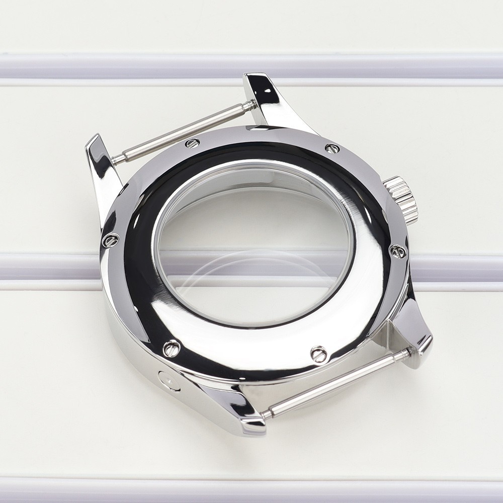 Waterproof Steel Classic Silver 42mm Pilot Watch Case For Seiko NH35 36 Movement
