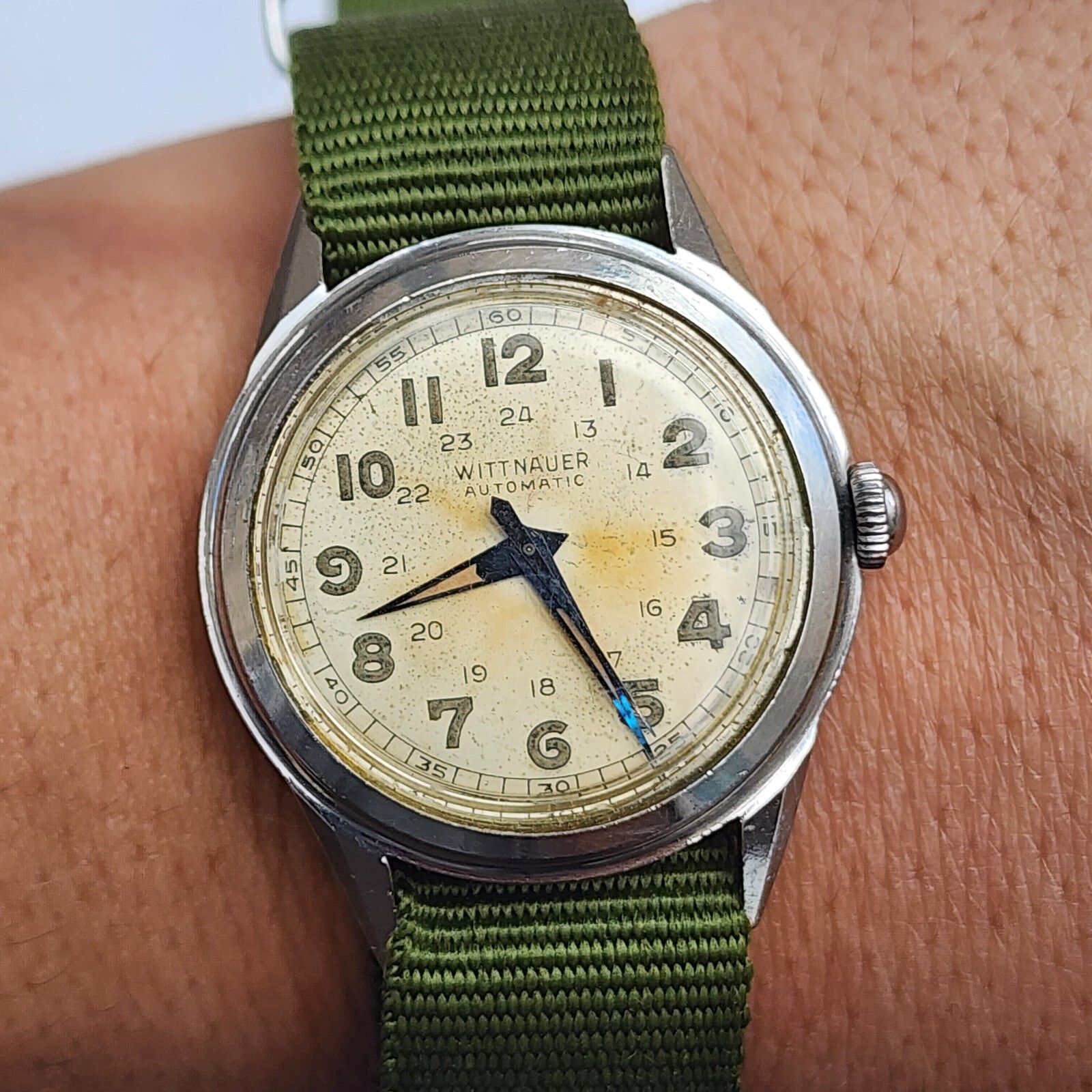 Vintage 1940’s Wittnauer Automatic Bumper WWII Military 33mm Men’s Watch