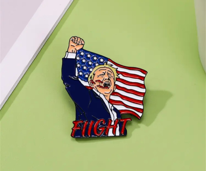 DONALD TRUMP “FIGHT” ENAMEL/ LAPEL / BROOCH PIN-NIP-NEXT DAY SHIPPING