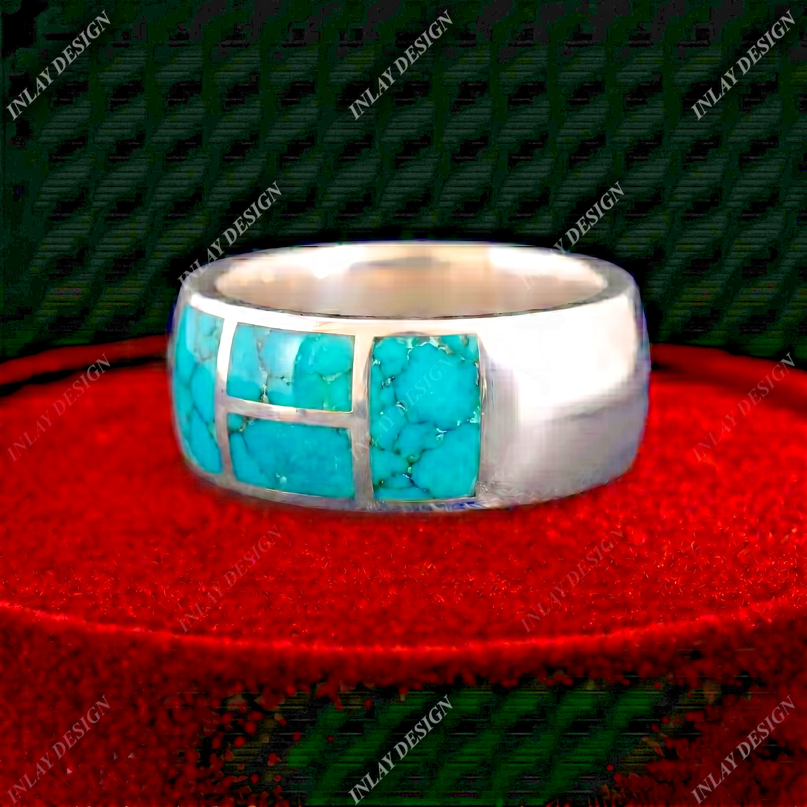 Natural Turquoise Inlay Design In 925 Sterling Silver Gift For Men And Women’s.
