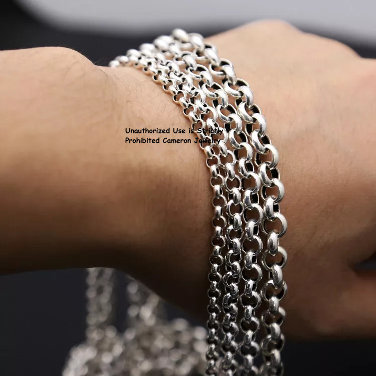 Pure 999 Fine Silver Necklace Men Women 3mm-8mm Cable Rolo Link Chain 18-30in