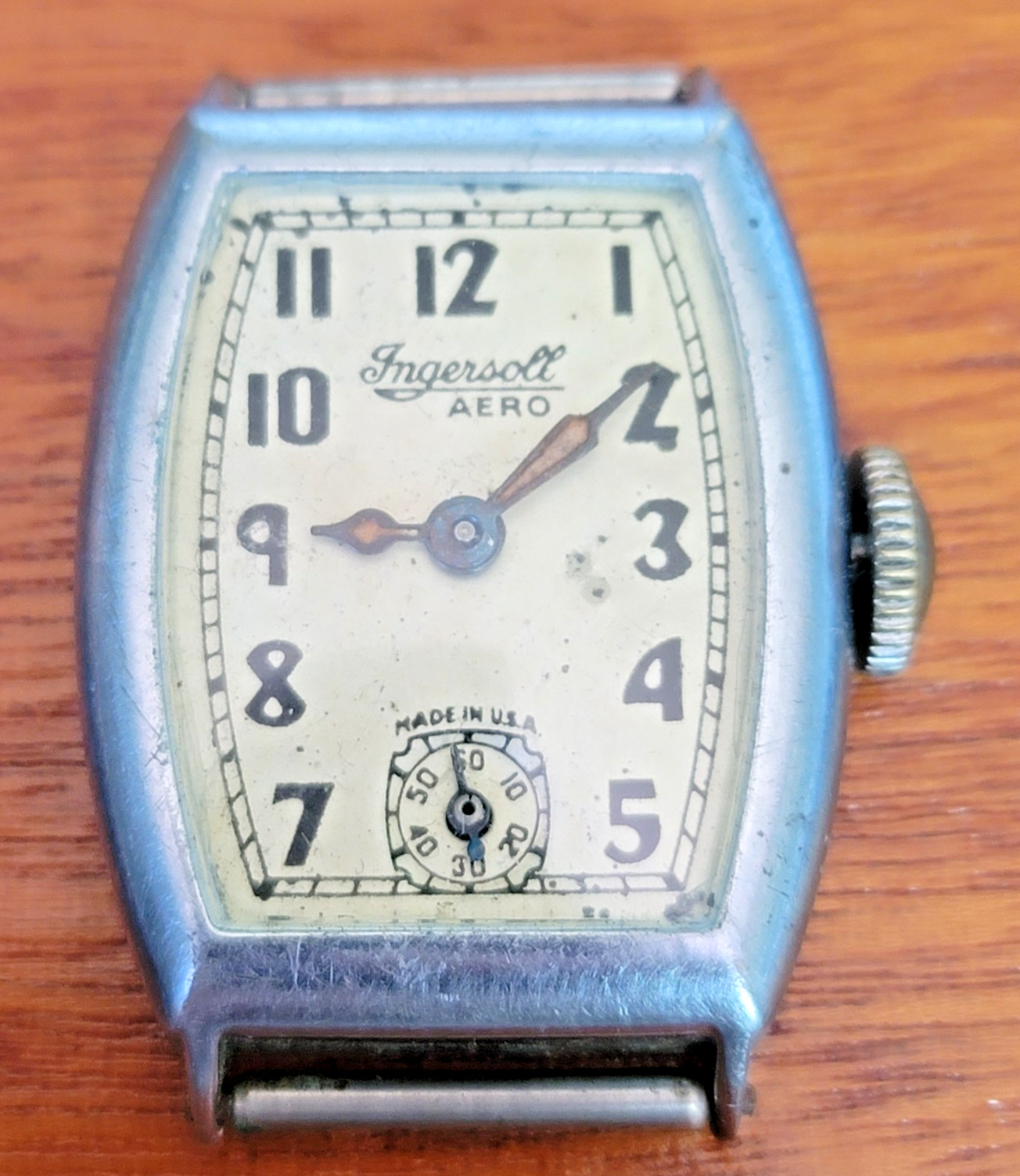 Ingersoll Aero Vintage Art Deco Tonneau Wristwatch Manual Wind USA 32mm WP1-57