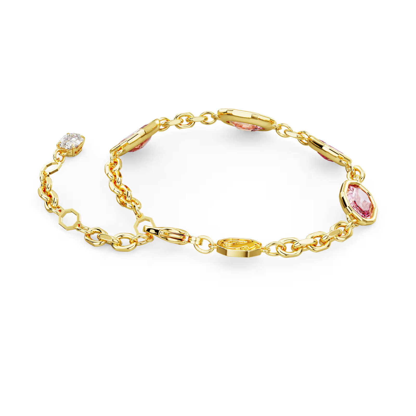 Swarovsk 5684537 Imber bracelet Octagon cut, Pink, Gold-tone plated