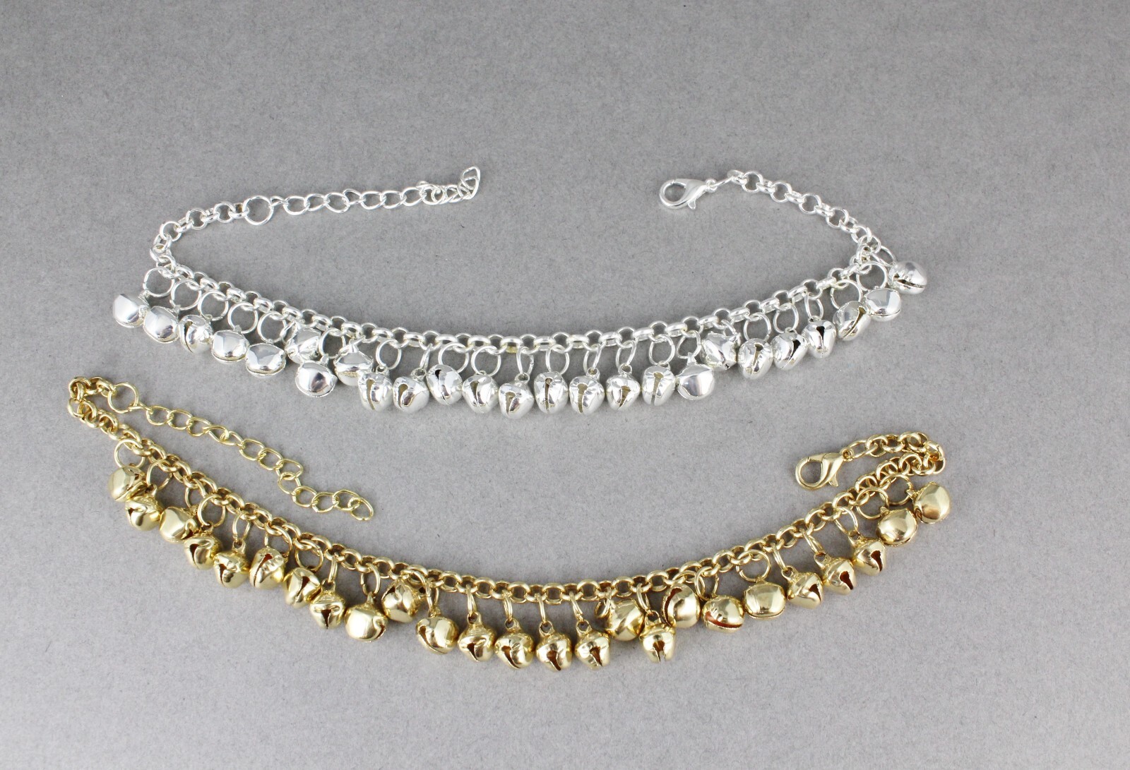 silver jingle bells adjustable anklet ankle bracelet belly dancer 8-10.” long