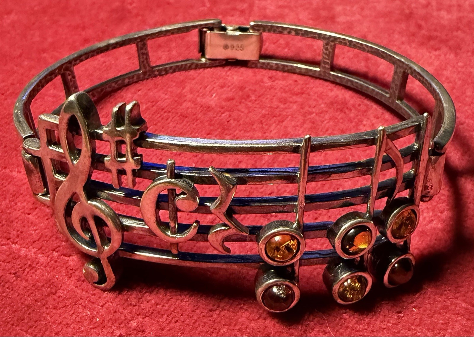 Sterling Silver 925 Music Clef Hammered Bracelet 20.39 Bernard Weber Germany