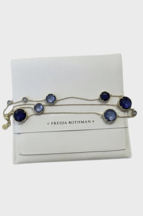 Freida Rothman 925 Imperial Blue 14K Plated 36” Station Necklace $650, $450 NWOT