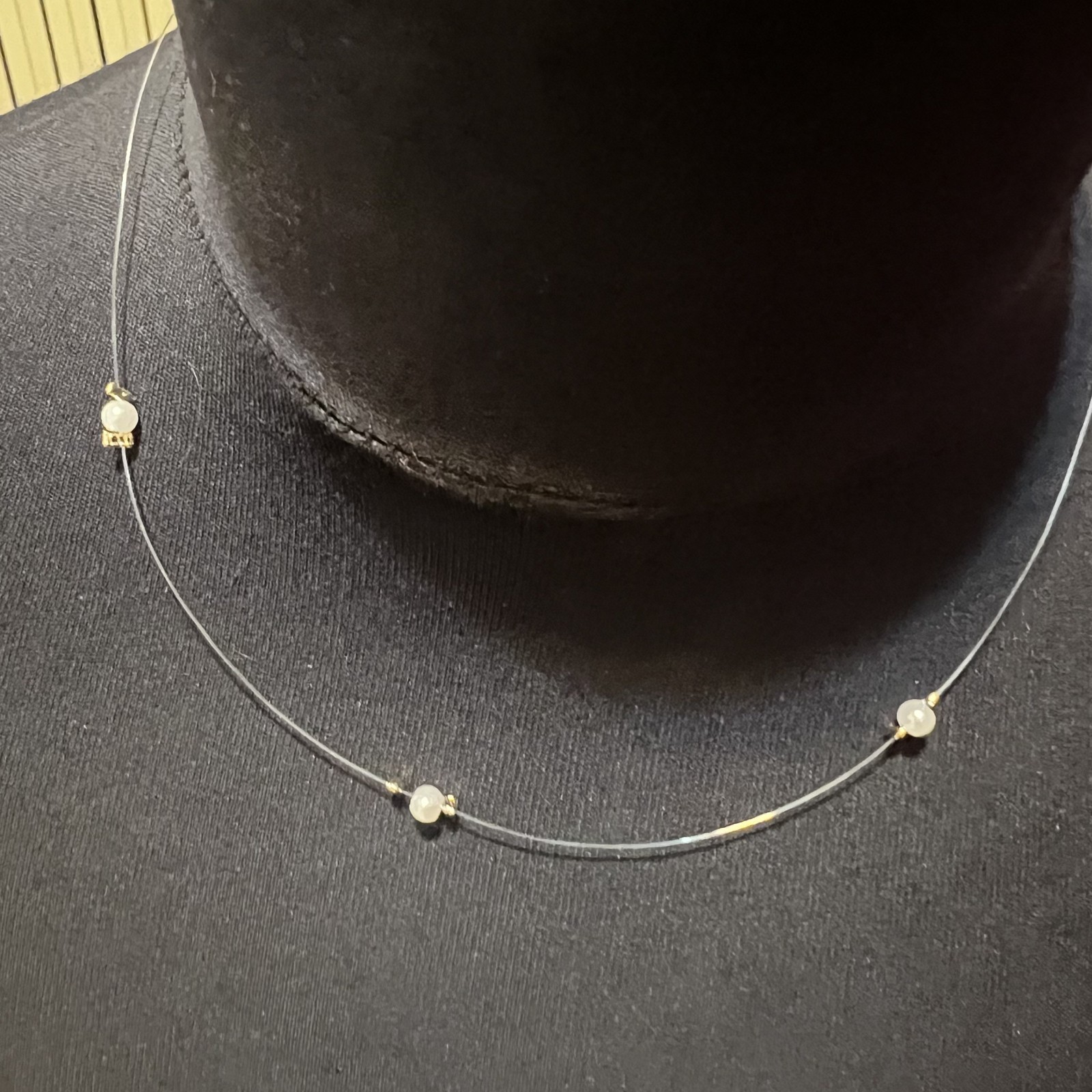 Handmade beaded layering necklace choker multi strand seed bead faux pearl boho