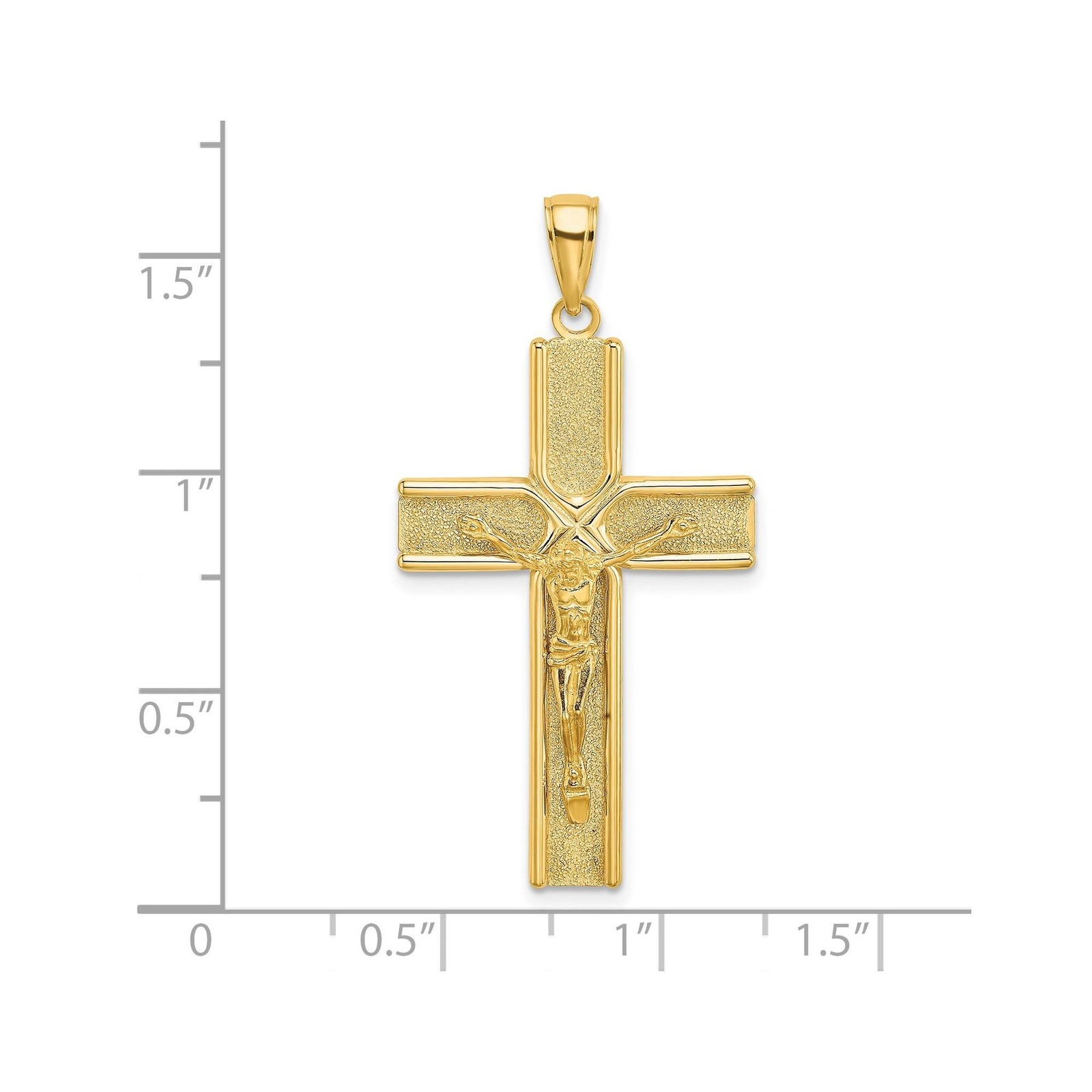14k Real Gold Crucifix Cross Pendant Necklace for Men Women Catholic Jewelry