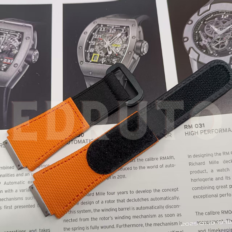 Replacement Orange Hybrid Watch Strap Fits Richard Mille RM030 035 Size Medium