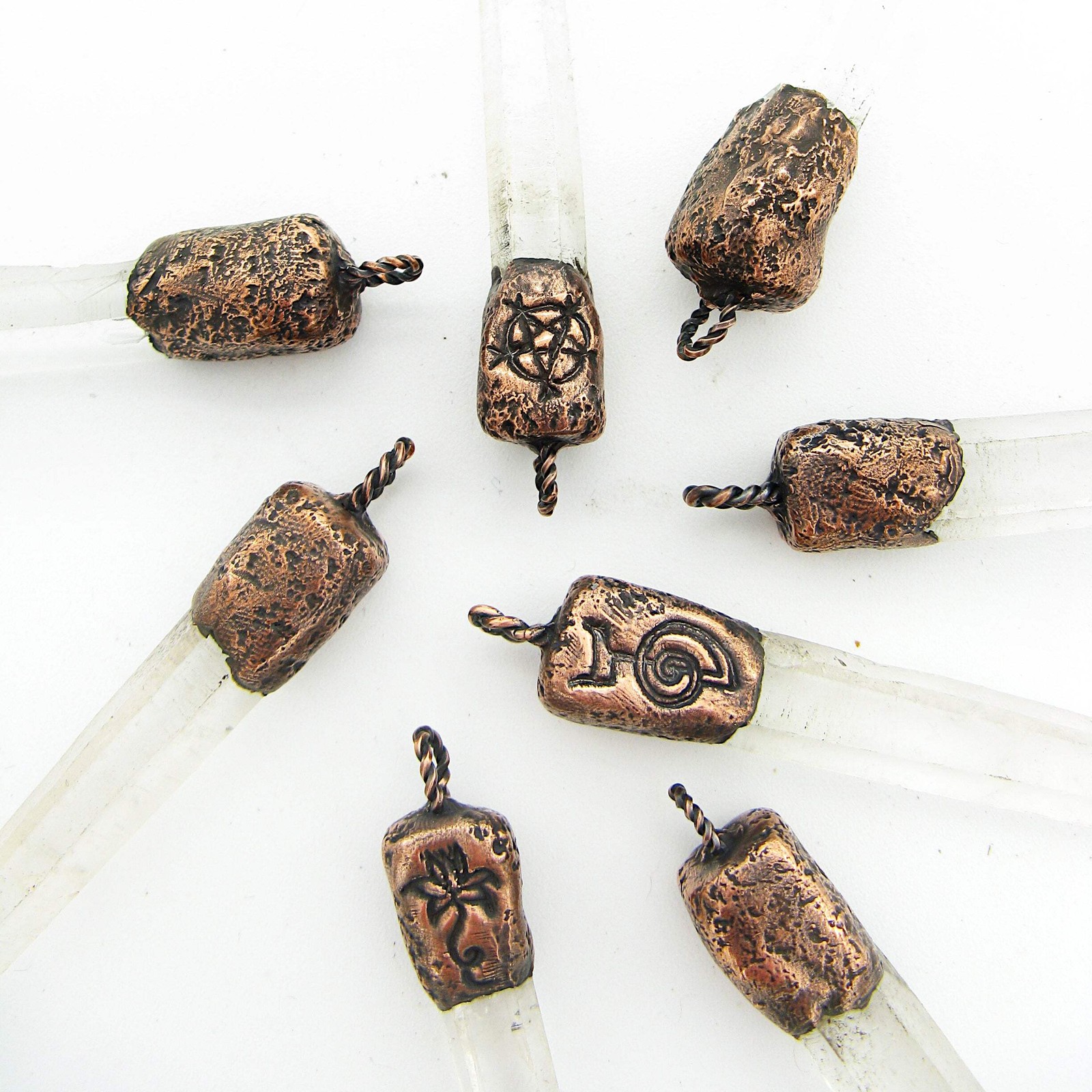 Copper Quartz Point Pendant ONLY No Chain – Mystical Symbol Handmade Jewelry