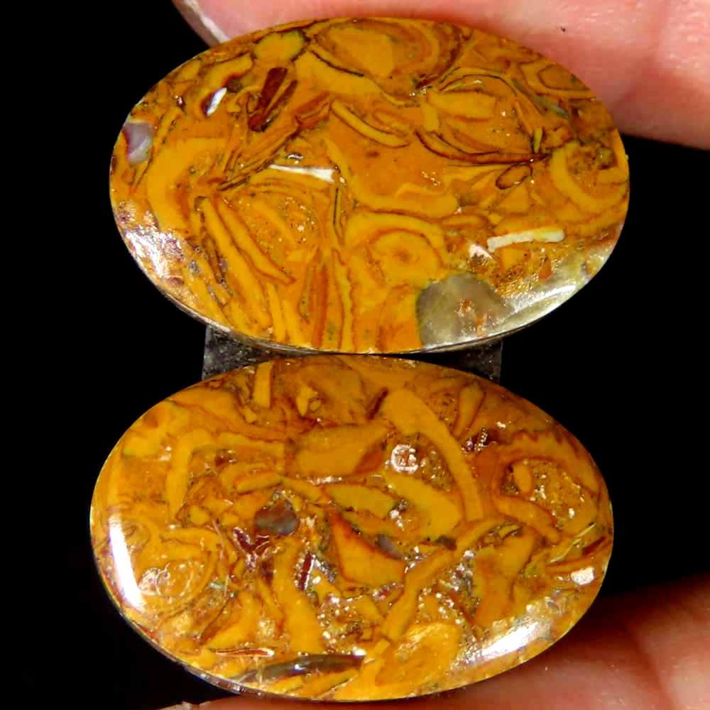 24.95Cts 100%Natural super Mariam Jasper Oval Pair Cab 13x20x5mm Loose Gemstone