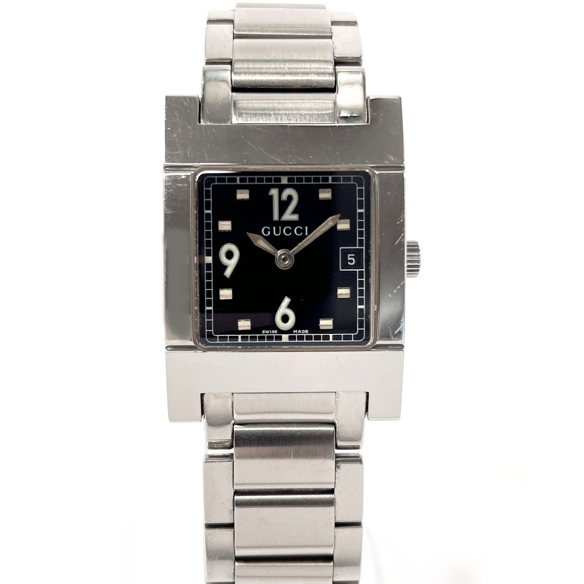 GUCCI GUCCI Watch 7700L Stainless Steel Silver Quartz Square Face with Box
