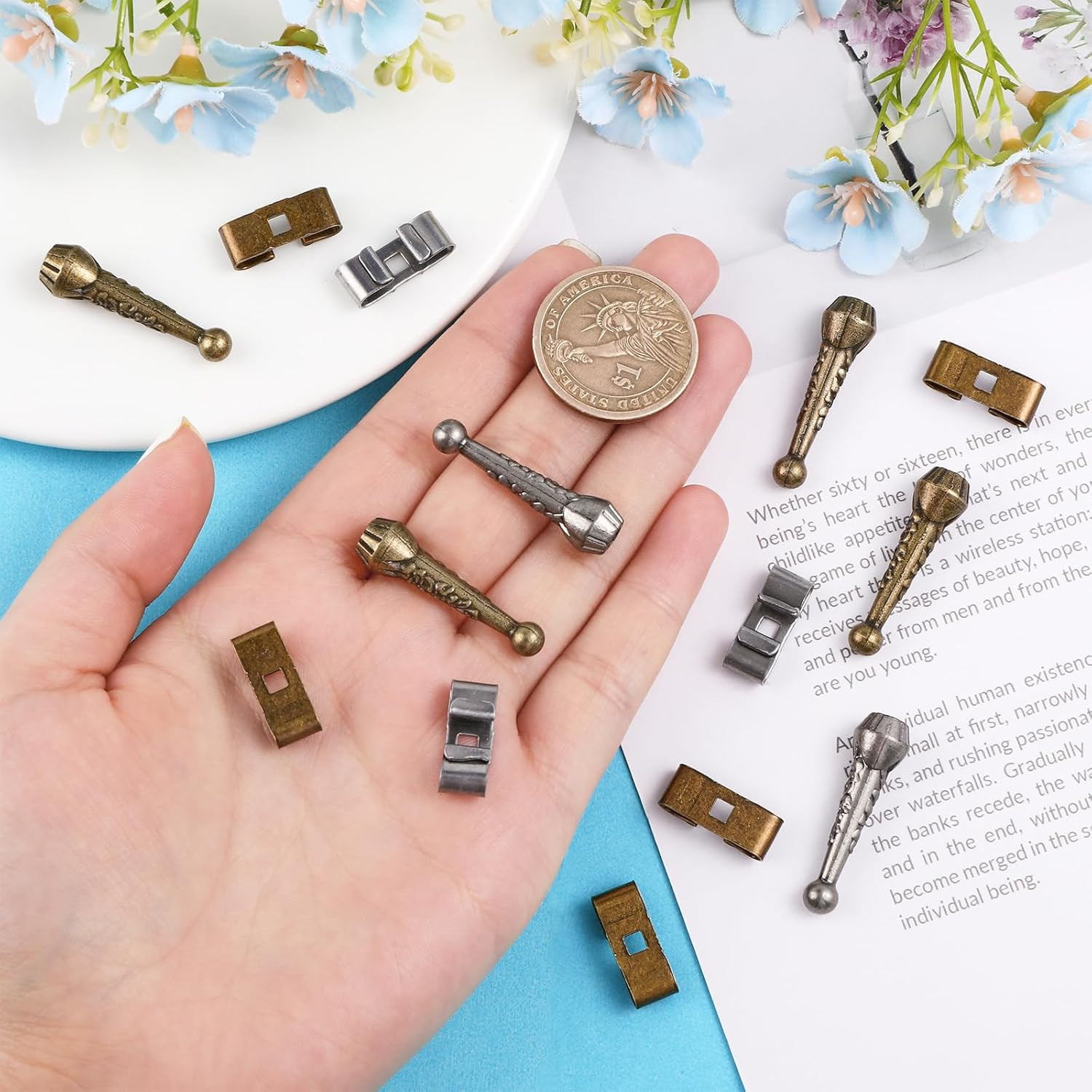 36Pcs 2Colors Bolo Tie Findings Kit Including Bolo Tie Slides Clasps and Alloy C