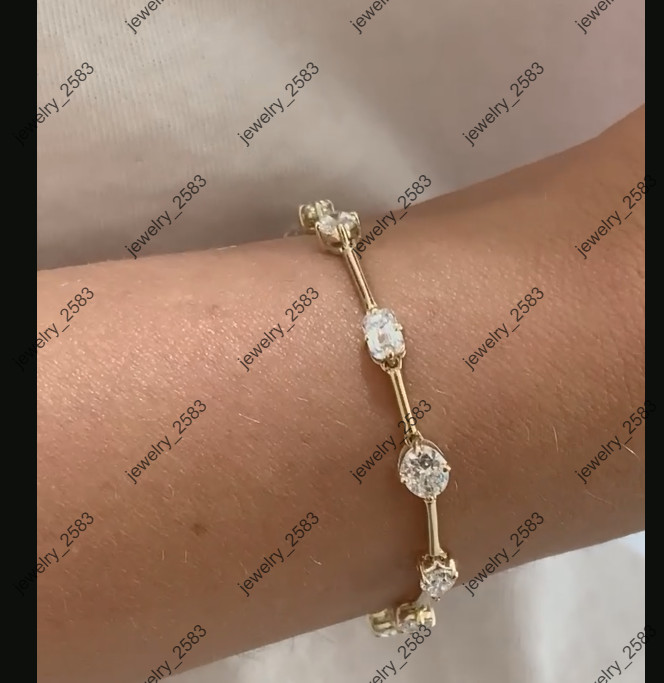 Christmas Gift Womens Party Wear Multi Stone Link Bracelet Real Moissanite 925 S
