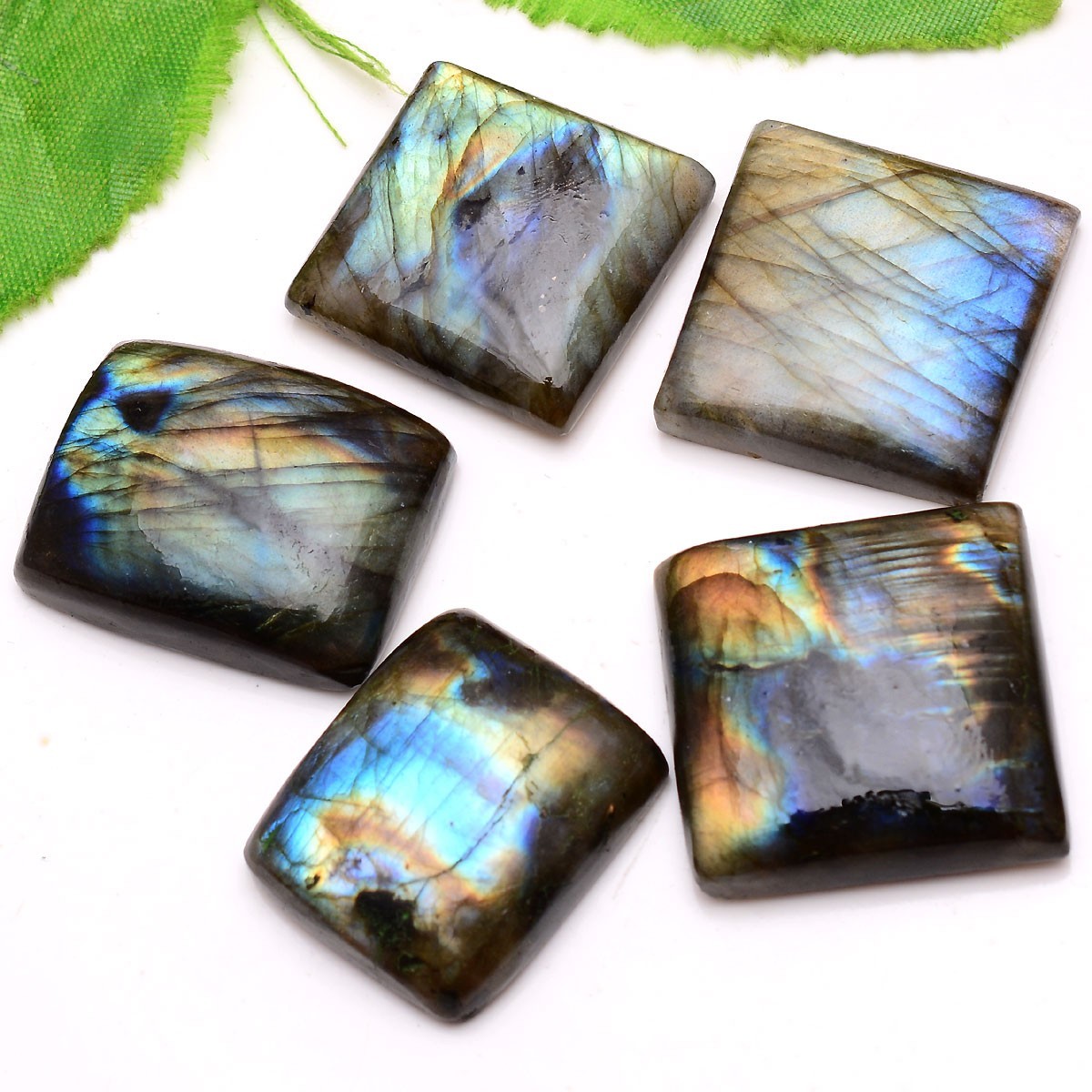 Frozen Lightning~5 Pcs Natural Labradorite 25mm-29mm Cabochon Huge Gemstones Lot