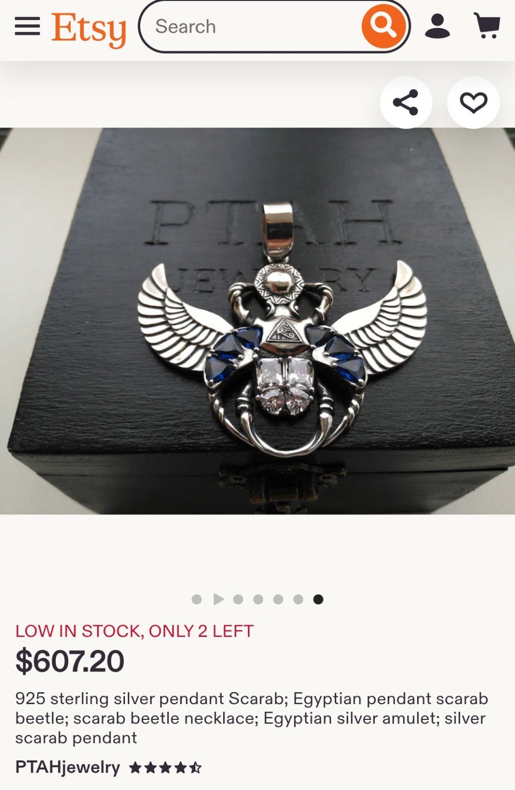 .925 Silver Egyptian Scarab pendent See Description Before Buying