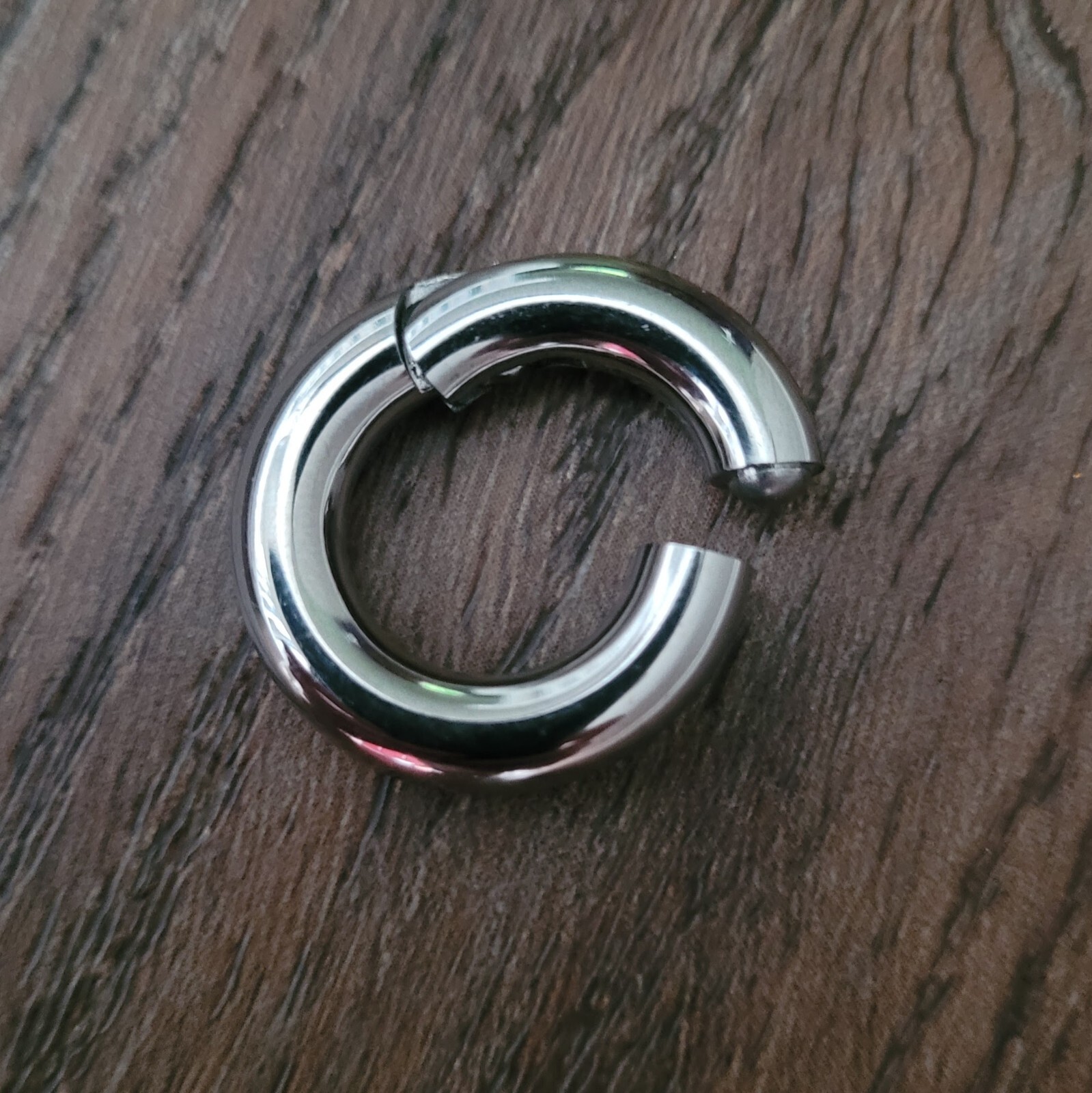 PAIR Silver Clicker Ring Hoop Earrings Steel Big Gauges Plugs for Ears men women