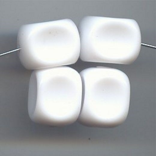 18 VINTAGE WHITE ACRYLIC 17x13mm. RECTANGLE DIMPLE BEADS 6622