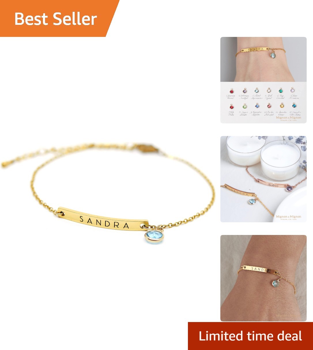 Elegant Custom Name Bracelet with Birthstone Charm – Meaningful Gift for Her