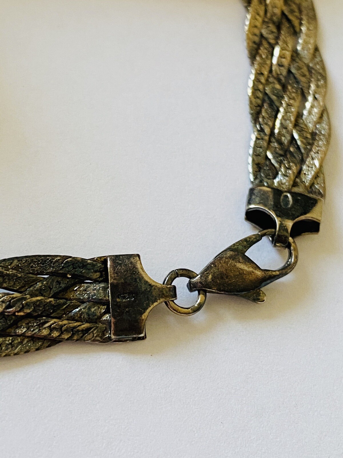 Vintage ITALY Sterling Silver 925 Herringbone Braided Chain Necklace 21-Grams