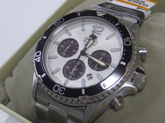 Orient Mako Solar Panda RN-TX0203S Chronograph Solar Men Wristwatch New in Box