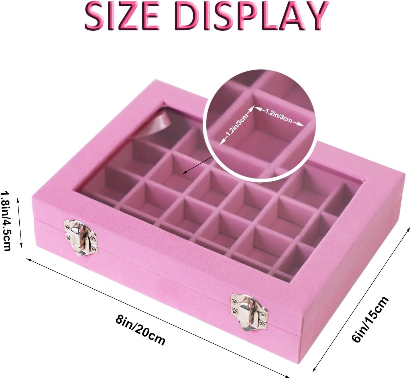 Velvet Jewelry Box 24 Grid Jewelry Earrings Display Organiser Box Ring Tray H…