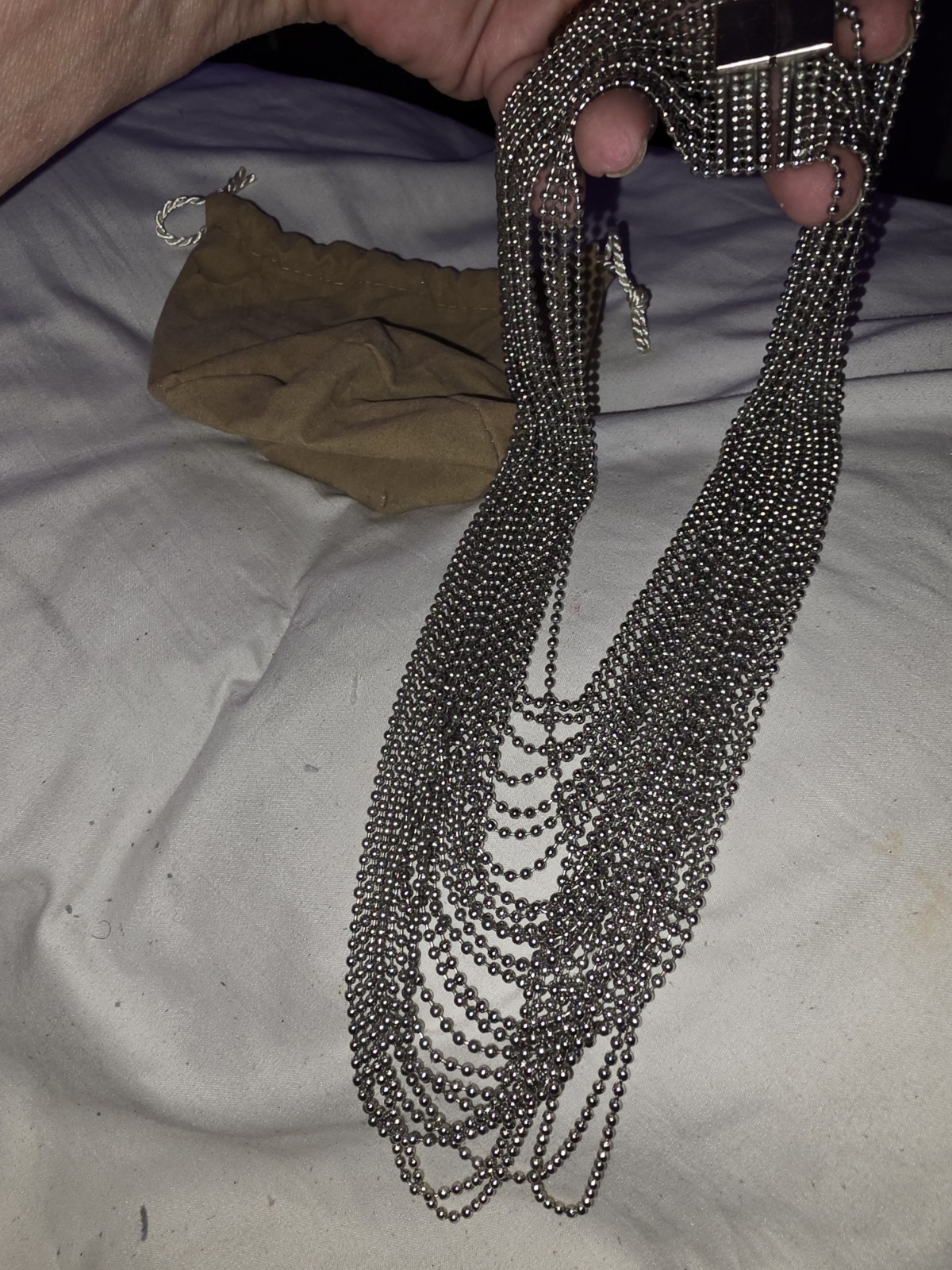 Silver Tone Multi-Strand Ball Chain Statement Necklace QVC designer