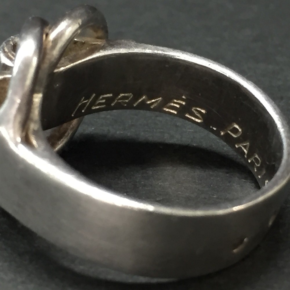 EGA HERMES Deux Anneaux Silver 925 6.5g Ring ISO sz:50/ZA0183