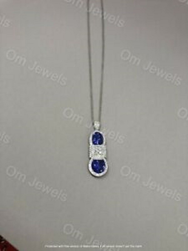Delicate4.20Ct Oval Cut Blue Sapphire Pendant 14K White Gold Over 18″ Free Chain