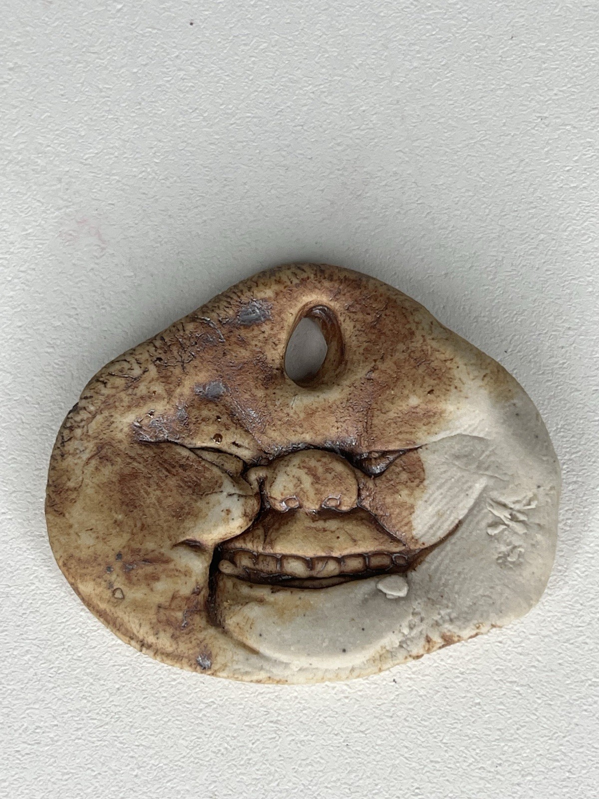 Ugly Face Pendant Clay Necklace Charm Homely Man Handmade Funky Artsy READ