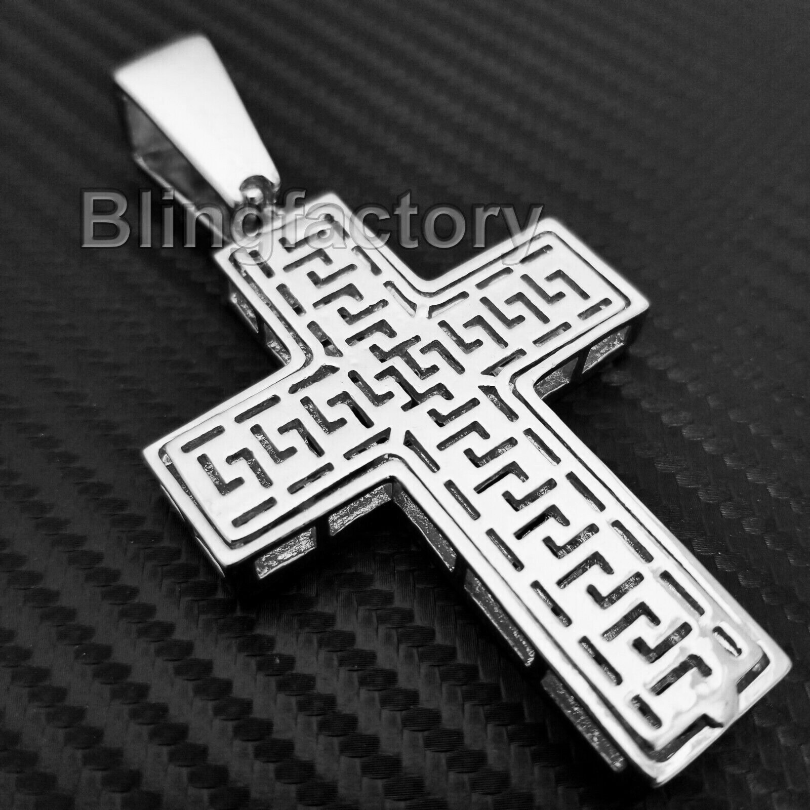 HIP HOP JEWELRY ICY CUBIC ZIRCONIA SILVER PLATED LARGE CROSS BLING CHARM PENDANT