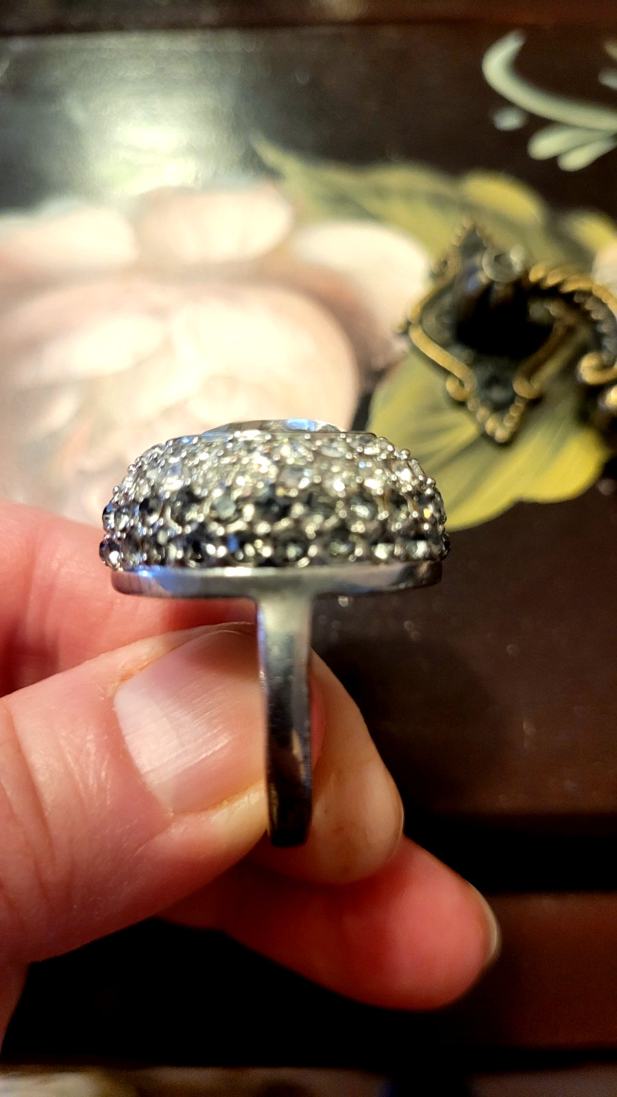 Arnold Scaasi Extravagant Large Designer Jeweled Vintage Cocktail Ring Size 7 US