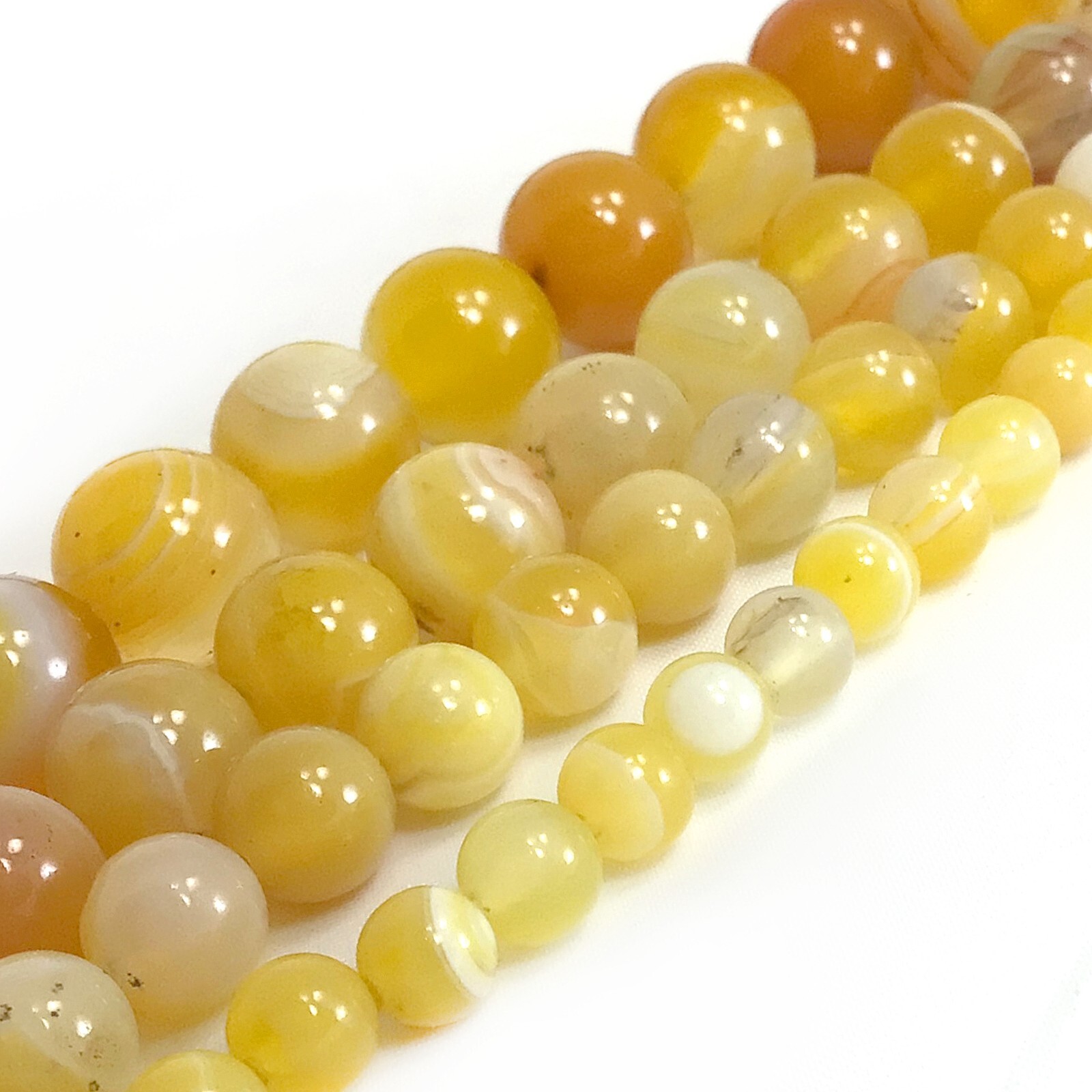 Natural Gold Yellow Stripe Agate Round Bead 15″ Jewelry Making Gemstone Bead