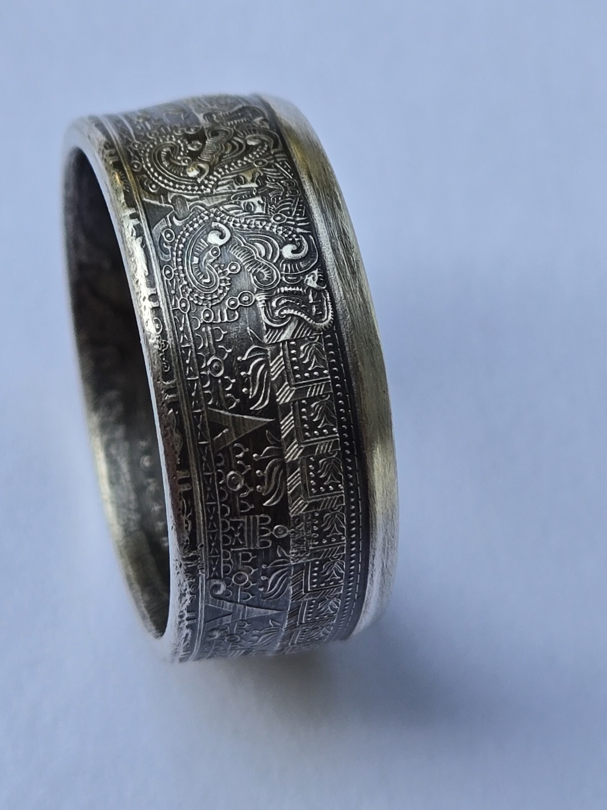 Aztec Calender .999 Pure Silver COIN RING Azteca Mayan Sz 8-14 Stars & Celestial