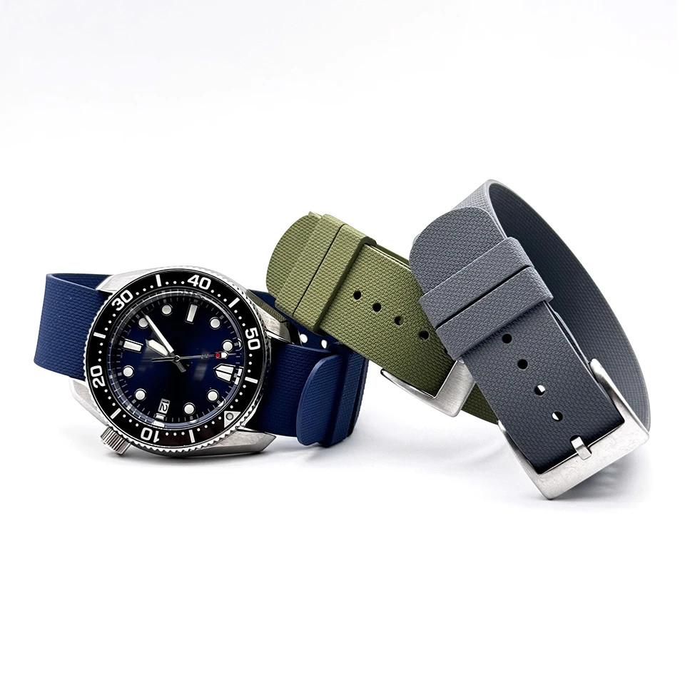 Sports Watch Strap FKM Rubber Band Wristband One Piece Fashion 20mm 22mm