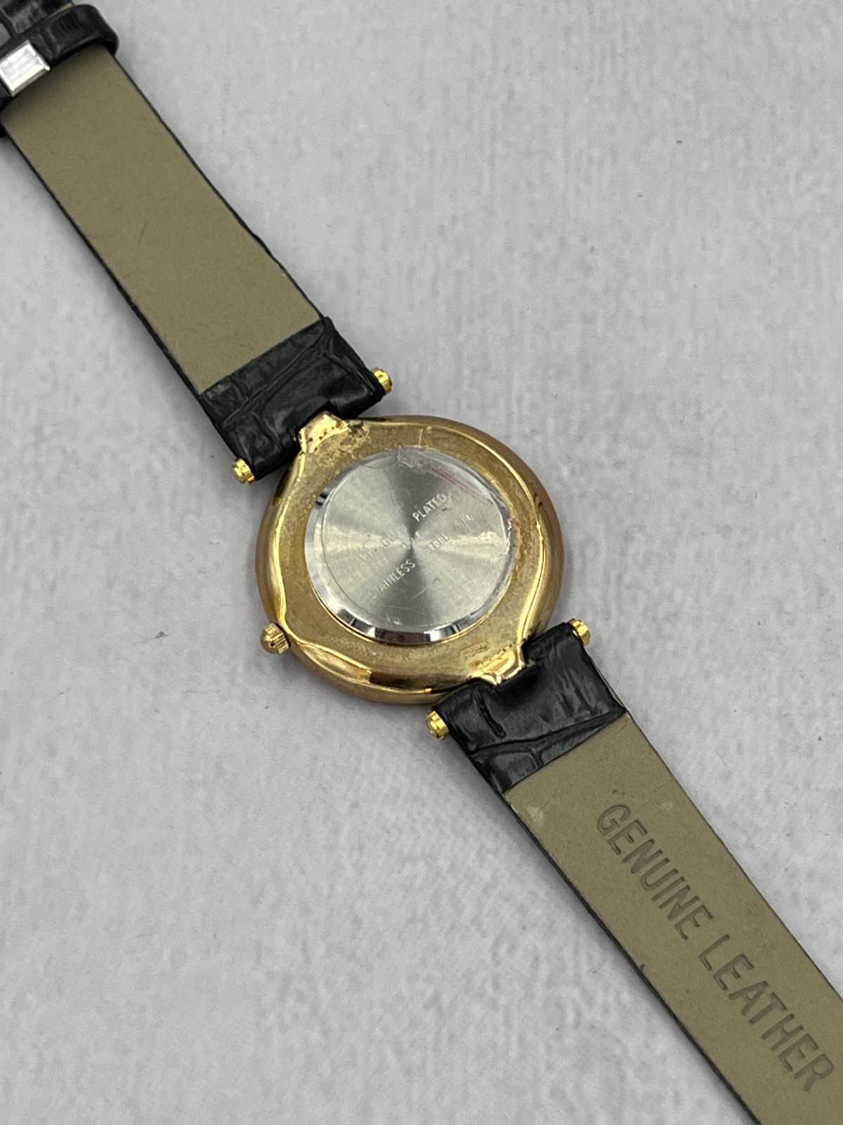 Le Chateau Women’s Black Leather Band White Dial Water Resistant Watch