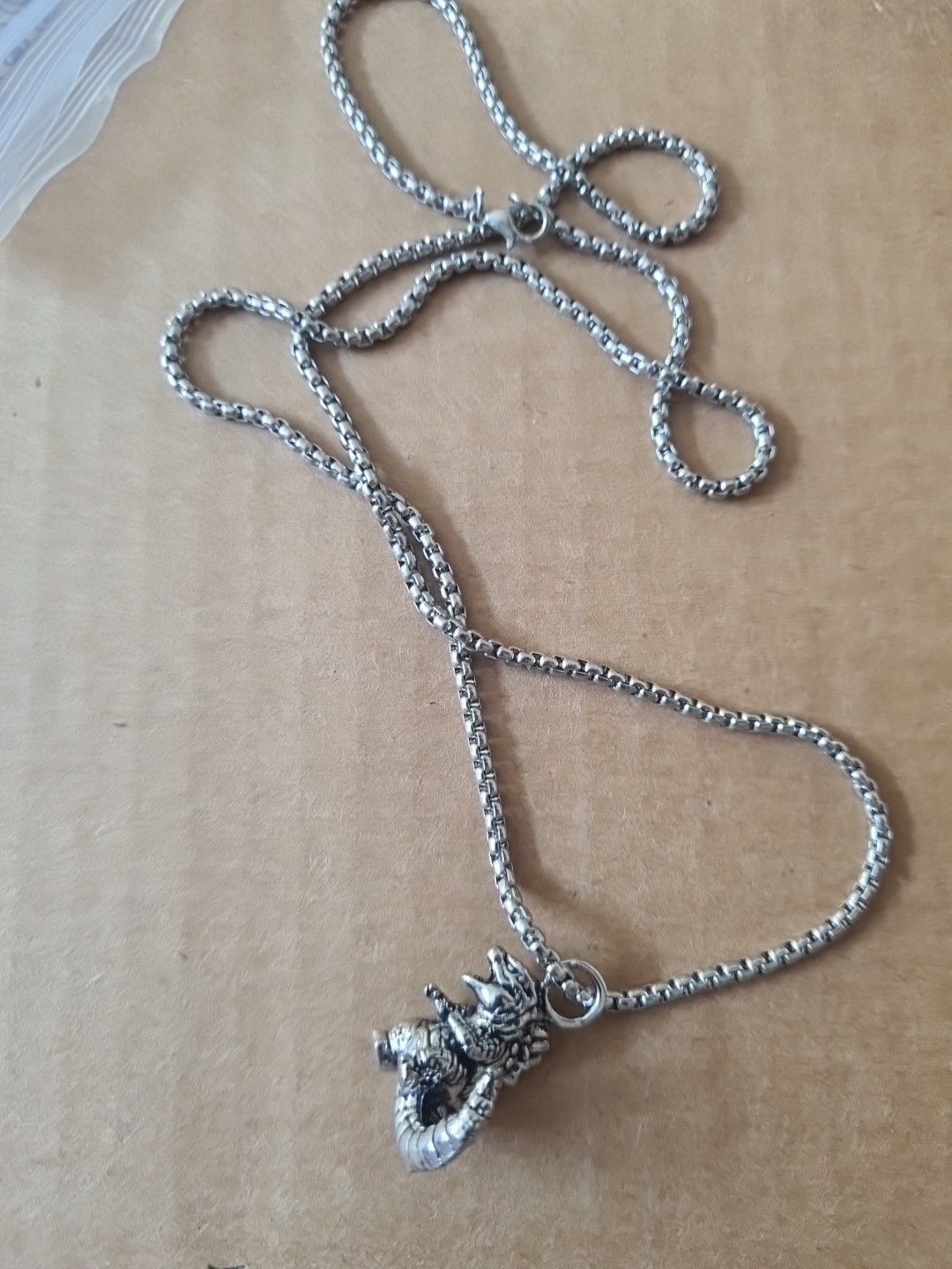 Small Godzilla Style Steel Alloy Necklace Pendant With Chain New Unbranded