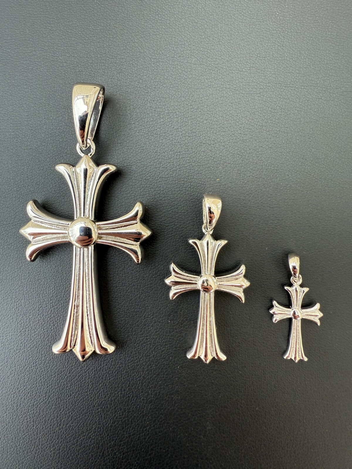 Gothic Cross Plain Real 925 Sterling Silver Pendant Necklace Hearts Of Chrome