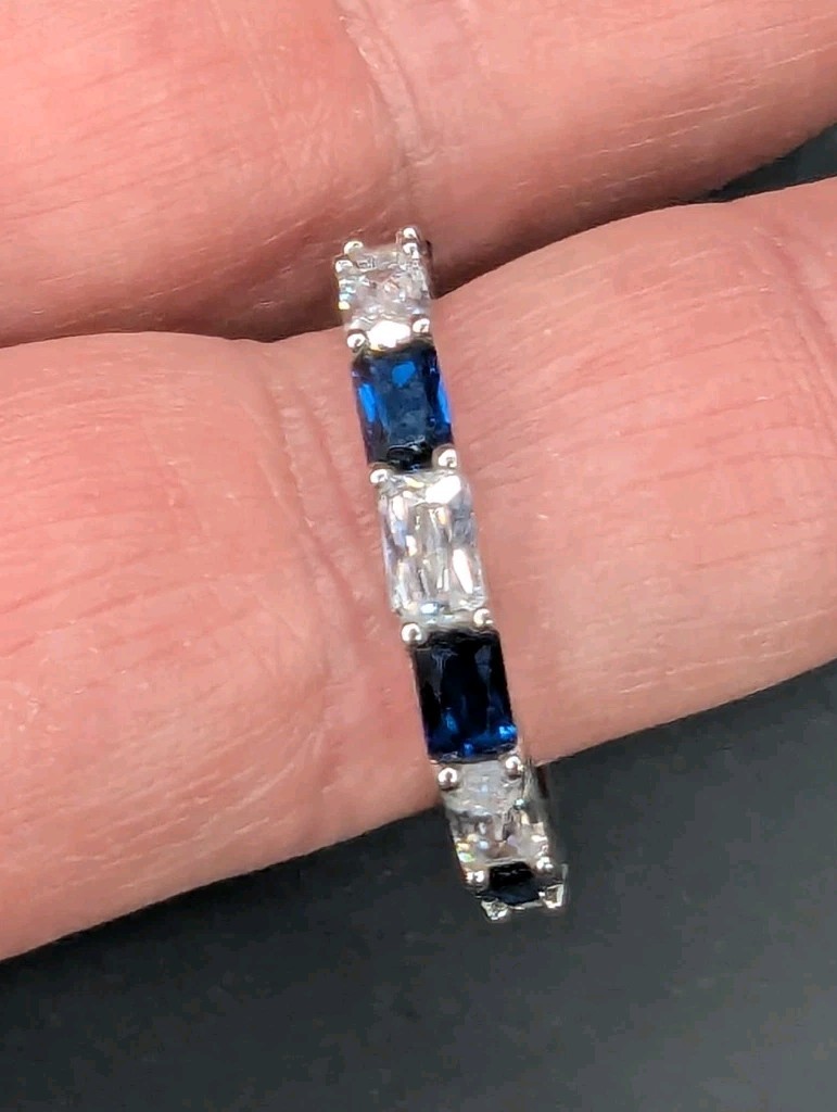 Sterling Silver FUZION CREATIONS White Blue Stones 925 CN FZN Ring