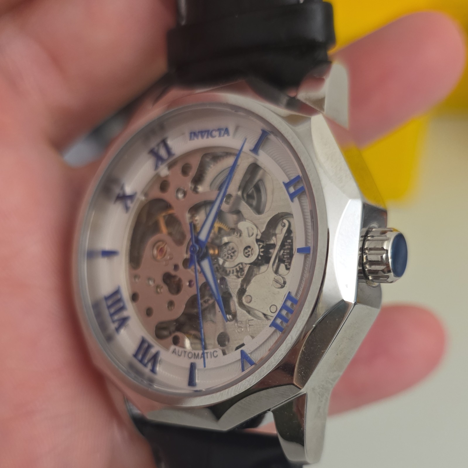 Invicta S1 Men’s Automatic Skeleton Dial 45mm SS Black Leather Watch w/ Box