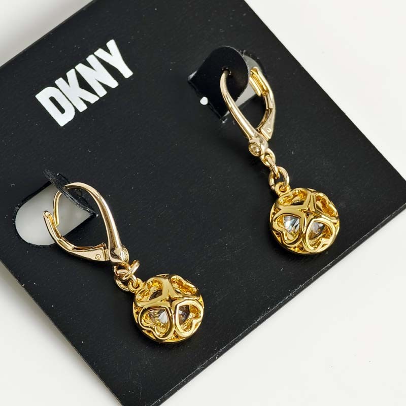 New DKNY Minimalist CZ Round Drop Earrings Gift Chic Women Party Holiday Jewelry